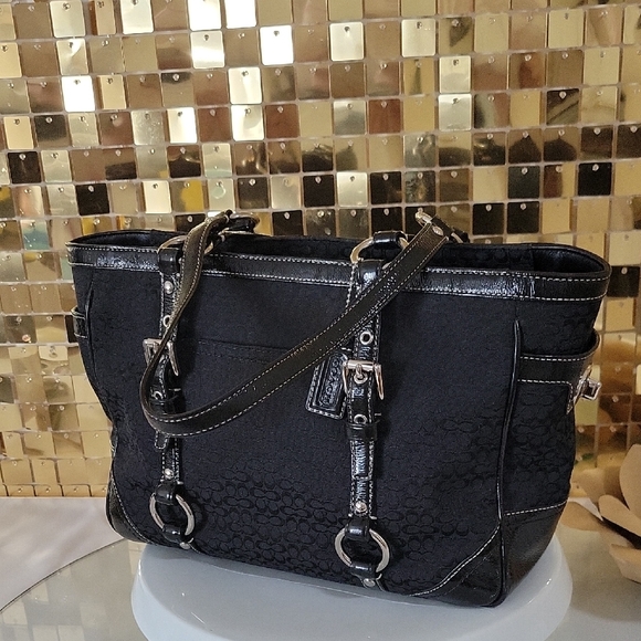 Coach Black Shoulder Bag with Silver Accents - Picture 1 of 16